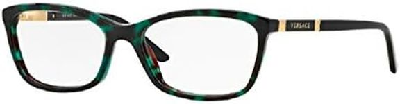 Versace VE3186 5076 54M Green Havana Transparent Cateye Eyeglasses For Women+ BUNDLE With Designer iWear Eyewear Kit