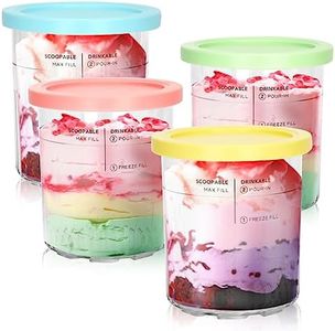 Soobool 4 Pack Ice Cream Pints Containers，Replacement for Ninja Creami Pints and Lids，Compatible with Ninja NC501 NC500 Series Creami Deluxe ice Cream Makers