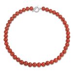 Plain Simple Smooth Western Jewelry Classic Red Carnelian Round 10MM Bead Strand Necklace for Women Teen Silver Plated Clasp 19 Inch