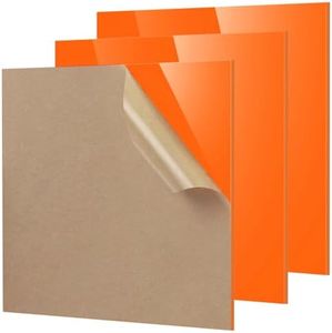 Adrattnay Orange Acrylic Sheets 1/8" Thick, 3Pcs 8 x 8 Opaque Cast Acrylic Sheets for Laser Cutting & Engraving-3mm, with Protective Paper