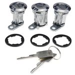 DVPARTS Set Of 3 Door Cylinder Lock Kit Door Lock Cylinders With Keys 8122874K3 for Jeep CJ Wrangler Cherokee XJ 84-90