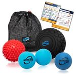 Deep Tissue Massage Ball Set - Includes 5" Foam Roller Mobility Ball, Double Peanut Lacrosse Ball, Spiky Balls for Trigger Point Therapy, Myofascial Release, Foot Reflexology, Plantar Fasciitis