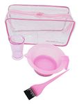 Professional Hairdresser's 4-Piece Pink hair dye and Tinting Set - Tinting Bowl, Tint Brush & Measuring Jug, ideal for hair bleach or hair colour application.