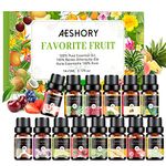 Aeshory Fruity Essential Oils Set, 14 x 5ml Premium Aromatherapy Fragrance Oil for Diffusers, Soap & Candle Making - Strawberry, Apple, Pineapple, Cucumber Melon, Cherry, Mango, Lemon, Orange