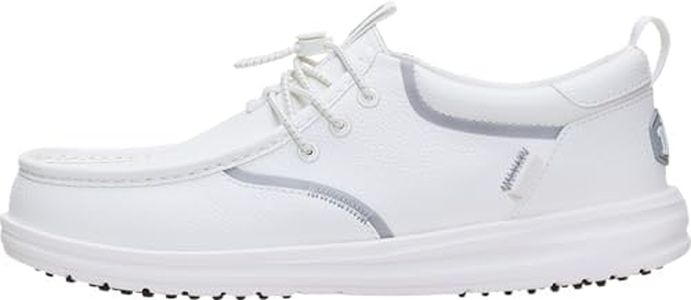 HEYDUDE Men's Wally Golf Classic TG Slip On Shoe, Brilliant White Size 9 | Lightweight Spikeless Golf Shoe | Flexible Traction | Easy On Fit