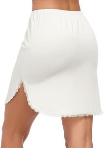 MANCYFIT Half Slips for Women Underskirt Short Mini Skirt with Floral Lace Trim 3XL-large Ivory