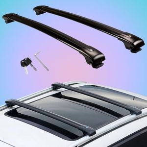 2PCS Crossbars Cross Bars fit for Toyota Highlander Kluger 2014-2019 Lockable Roof Rail Rack Black Aluminum Alloy