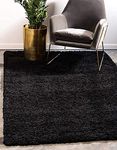 GLOFY Modern Anti Slip Ultra Soft Shaggy Carpet (2 - Inch Thickness) for Large Carpet, Sofa Area Carpet, Hotel, Kids Room, Living Room, Bedroom, Guest Room (6x9 Feet, Black)