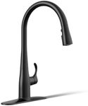 KOHLER 596-BL Simplice Kitchen Sink Faucets with Pull Down Sprayer, 3-Spray Design, Matte Black Kitchen Faucets, High Arch
