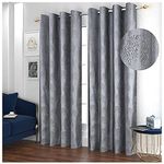 Yb Homes Long Crush Fabric Tree Design Curtains Polyester Fabric Door Curtain for Bed Room Kids Room Living Room Window/Door/Long Door (Set of1) Grey