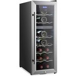 Nutrichef 18 Bottle Wine Fridge | Dual Zone Wine Chiller | Adjustable Temperature 41°F to 64°F | Ultra Quiet Operation | Wine Cooler For Home & Office | Free Standing 32x11x23 IN (Black)