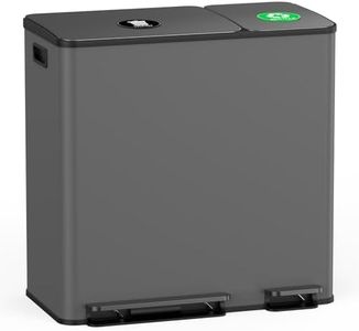 Lovewind Dual Trash and Recycling Bins for Kitchen, 13+6 Gallon Stainless Steel Garbage and Recycle Bin Combo for Large Families, Dual Trash Can with Soft Close Lid & Magnetic Stickers, Grey