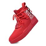 XIDISO Mens Fashion Sneaker High Top Shoes Walking Shoe for Ourdoor Indoor Casual Sports Athletic Red