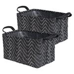 DII Heavy Duty Woven Paper Rectangle Laundry Basket, Perfect In Your Bedroom, Nursey, Dorm, Closet, 14 x 9 x 9.5", Medium Set of 2 - Black Tribal Chevrons