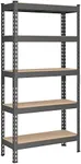 SONGMICS 5-Tier Storage Shelves, Garage Storage, Boltless Assembly, Adjustable Shelving Unit, 11.8 x 29.5 x 59.1 Inches, Load 1929 lb, for Shed Warehouse Basement Kitchen, Gray UGLR300G01