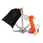 AITREASURE Small Boat Anchor Kit Folding Grapnel Anchor Carbon Steel for Canoe Jet Ski SUP & Paddle Board 3.3 lb with 32.8 ft Anchor Tow Rope Carrying Bag