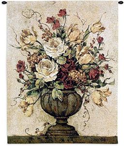 Reflections II by Barbara Mock | Woven Tapestry Wall Art Hanging | Lush Floral Still Life | 100% Cotton USA Size 32x26