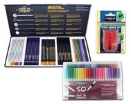 Sargent Art 22-0083 Draw & Color Art Set with Bonus Pencil Sharpener 101 Pc Colored Pencils, Markers, Sharpener