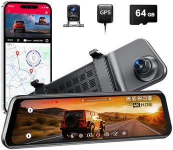 LINGDU 12" Mirror Dash Cam, 4K UHD Front and 2.5K Rear View Dash Camera for Car, with ADAS BSD LCA Smart Mode, GPS, G-Sensor, Loop Recording, Parking Monitor, Voice Control, 5.8GHz WiFi