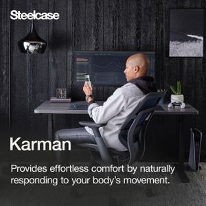 Steelcase Karman Ergonomic Office Chair – Height Adjustable, Black Upholstery
