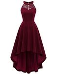 Bbonlinedress Vintage Cocktail Prom Bridesmaid Wedding Guest Dress Halter High Low Dress Burgundy 2XL