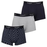 Ted Baker Mens 3 Pack Boxer Briefs - Navy/Heather Grey/Faded Geo Navy - M