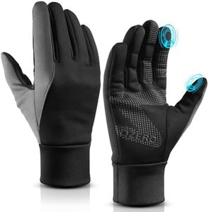 OZERO Cycling Gloves for Women, Winter Warm Bicycle Glove for Smart Phone Texting with Non-Slip Silicone Gel - Thermal Cotton - Windproof and Waterproof for Running, Biking, Driving - Black (Large)