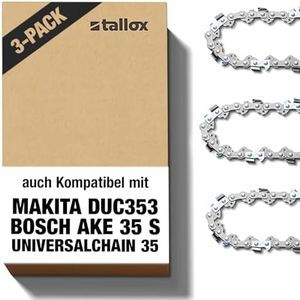 3 tallox Sägeketten 3/8" 1,1 mm 52 TG 35 cm Schwert kompatibel mit Oregon Makita Bosch Einhell