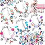 Acejoz 85 Pcs Charm Bracelet Making Kit, DIY Charm Bracelets Beads for Adults and Beginner Jewelry Making Kit