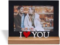 GEGUTON - Picture Frame I Love You 4"x6" - Wooden Frame, Picture Frame for Gift, Decorative Item, Valentines Day, Horizontal Display, Home Vintage, Marriage Picture, Cute Frames, Picture for Tabletop.