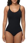 Bodysuit for Women Tummy Control Shapewear Body Shaper Seamless Spaghetti Strap Camisole Leotards Black Brief S-M