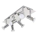 MiniSun Modern Rectangular Silver Chrome 6 Way Adjustable GU10 Ceiling Spotlight