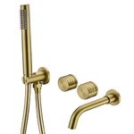 Bathroom Bath Tap with Shower Handheld Mixer Shower Spout,Wall Mounted Bathtub Faucet 2 Functions Mixing Brass Valve Tub Tap,Brushed Gold