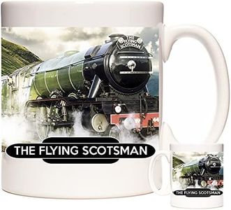 Steam Train Coffee Mug, The Flying Scotsman. 11oz Ceramic gift mug. Flying Scotsman Gift. Flying Scotsman Steam Train Gift Coffee Mug