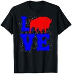 Wild American Bison Lover Gift Valentines Day Love Buffalo T-Shirt