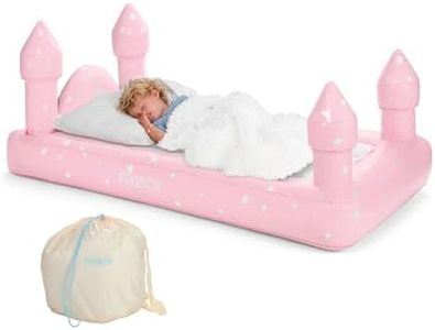 FUNBOY Kids Pink Castle Sleepover Travel Bed & Air Mattress. Perfect for Sleepovers. Includes Carrying Storage Bag, Twin