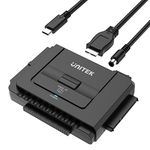 Unitek USB C to IDE and SATA Converter External Hard Drive Adapter Kit for Universal 2.5/3.5 HDD/SSD Hard Drive Disk, One Touch Backup Function, Included 12V/2A Power Adapter