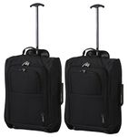 5 Cities The Valencia Collection Hand Luggage, 42 Liters, Plain Black Set of 2