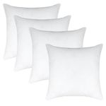 Latchini White Cushion Inners, 18" x 18" (45cm x 45cm) Premium Hollow-fiber Fluffy Cushion Pads, Bounce Back Cushion Inserts for Sofa (4-Pack)