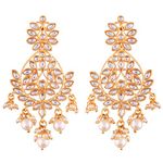 I Jewels Traditional Gold Plated Chandbali Earrings Encased With Faux Kundans For Women/Girls (E2465W)