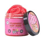 Mallows Beauty Strawberry Body Scrub, Exfoliating Body Scrub, Mixed Sugar and Salt Scrub, Prevents Strawberry Legs, Vegan and Handmade in the UK, 280g