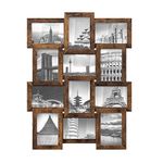 SONGMICS Photo Frame Multiple Pictures, 12 Collage Photo Frames for Wall, 4x6 Picture Frames, Wall Decor, Assembly Required, Rustic Brown RPF026X01