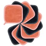 Polyte Premium Hypoallergenic Chemical Free Microfibre Fleece Makeup Remover and Facial Cleansing Cloth 15x15 cm, 10 Pack (Dark Gray, Pink)