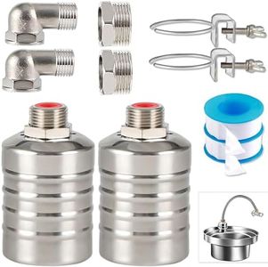 2PCS Float Valve,1/2" to 3/4'' water level control float valve, 304 Stainless Steel Fully Automatic water shut off valve, Automatic Water Level Controller for Water Tank, Pool, Livestock Troughs.