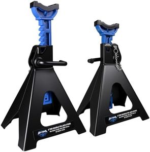 Jack Stands 6 Ton with Double Locking, 12000 lb Capacity, Heavy Duty Car Jack Stands with Rubber Pads, Adjustable for Lifting SUV, Pickup Truck Garage, 1 Pair Blue and Black