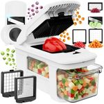 Fullstar XL Vegetable Chopper & Mandoline Slicer – Vegetable, Onion, Potato, Food, Veggie & Fruit Slicer, Dicer & Spiralizer with Pull-Out Catch Tray, Kitchen Gadgets & Gifts (6 in 1, Black/White)