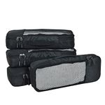 FATMUG Polyester Packing Cubes/Travel Pouch/Bagpack Suitcase Organiser/Set of 4 - Slim Size - Black