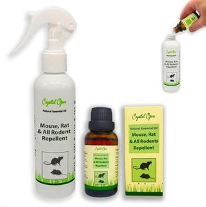 Crystal Opus Mouse, Rat & Rodent Repellent Spray Makes 30+ Bottles. Peppermint Oil Based, Tried & Trusted Blend with Eucalyptus, Citronella, Lemon, Chilli, Lavender & Clove. Safe Deterrent.