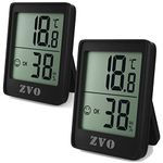 Digital Room Thermometer, ZVO Indoor Hygrometer Mini Temperature Monitor Humidity Meter for Home Babyroom Office Greenhouse Garden Cellar, 2 Pieces(Black)