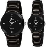 Acnos Stainless Steel Premium Dress Analog Unisex Watch (Black Dial Black Colored Strap), Black Band